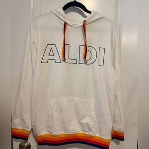 Aldi White Hoodie with Multicolor Accents